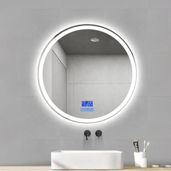 Espejo de baño con luz LED, espejo de pared redondo, decoración de lujo