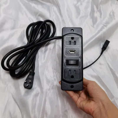 Toma de corriente emergente estándar de EE. UU. Tomas de corriente duales con USB único e interruptor y tiras de pared ignífugas asequibles